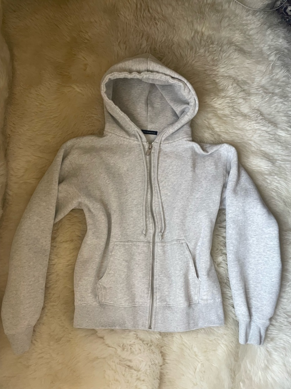 Brandy Melville boxy cropped grey zip up Christy hoodie